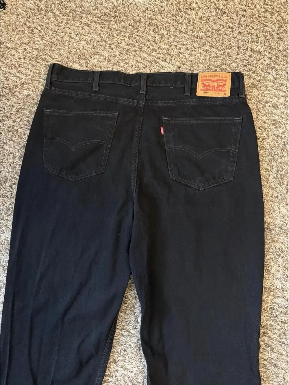 Levi's Men's 550 Black Relaxed Fit Jeans Size 42x32